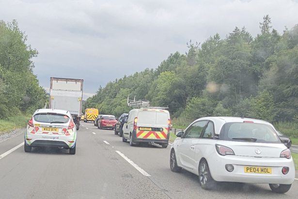 Traffic queues on the A48 dual carriageway in Carmarthenshire highlight congestion issues faced by drivers even outside peak travel times.