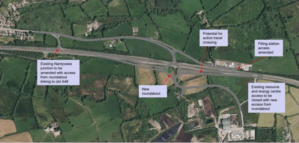 The proposed roundabout on the A48
(Image: Welsh Government)